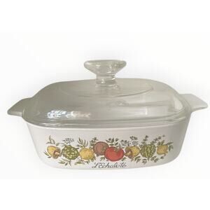 Vintage Corning Ware "L’Echalote" Spice of Life 1 Quart Baking Dish A-1-B & Lid